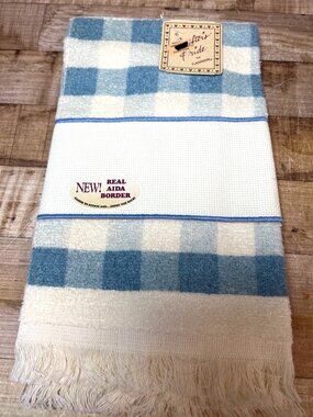 Crafters Pride Blue & White Check Towel With Aida Border For Embroidery Cannon